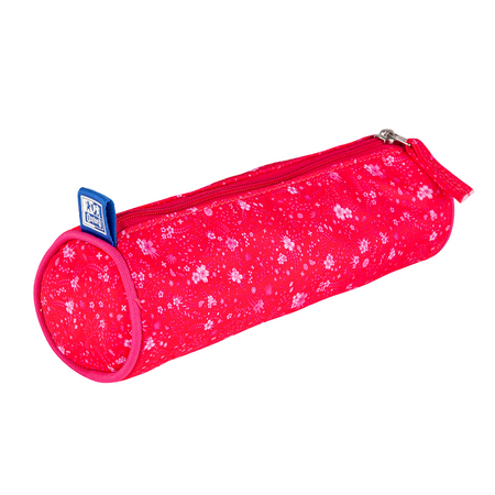 Piórnik tuba Oxford floral ciemnoróżowy