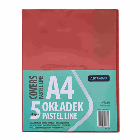 Paczka okładki A4 pastel line nieregulowane 5 szt.mix kolorów