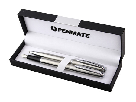 Komplet długopis + pióro wieczne Penmate virtuo srebrny