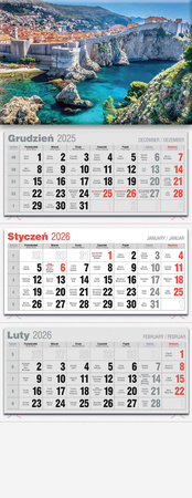 Kalendarz 2026 trójdzielny lux KTL 1szt.mix