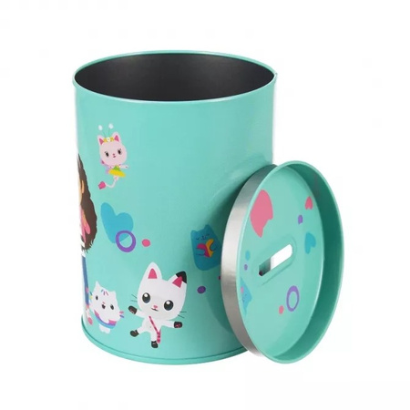 Skarbonka metalowa okrągła Koci Domek Gabby