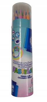 Kredki ołówkowe trójkątne pastelowe Astra 24 kolory z temperówką