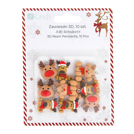 Zawieszki polimerowe 3D Jolly Reindeers 10 szt.