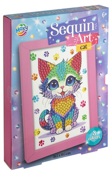 Obraz cekinowy z ramą Kot