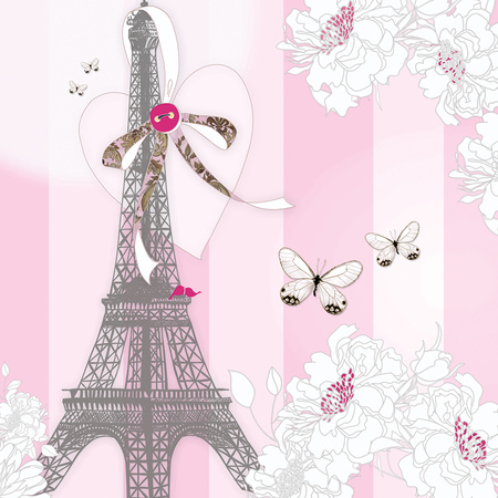 Karnet Swarovski kwadrat CL0525 Wieża Eiffla motyle