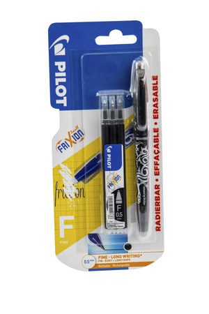 Pióro kulkowe Frixion Pilot 0,5 czarne+ 3x wkłady blister