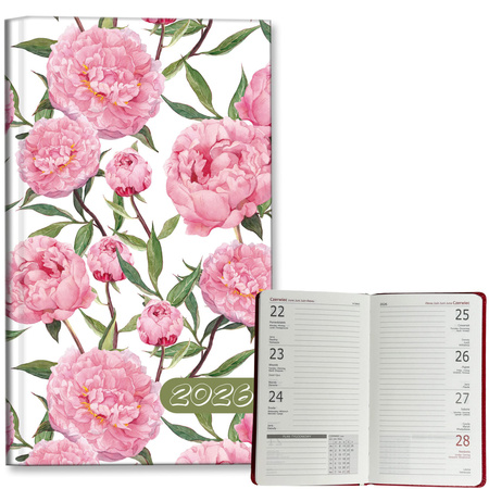 Kalendarz 2026 A6 tygodniowy Peonie