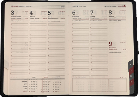 Kalendarz 2026 A5 tygodniowy z zapięciem ekoskóra fioletowy