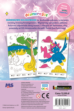 Kolorki jak z bajki. Moje Jednorożce. Numerkowe kolorowanki