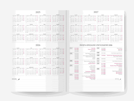 Kalendarz 2026 Jazz A5 tygodniowy czerwony