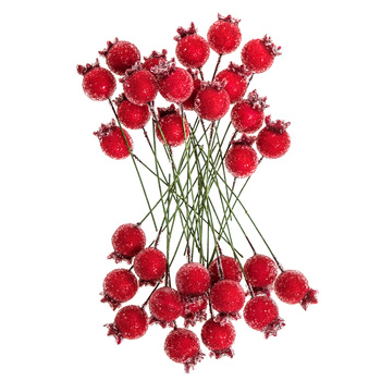 Szronione czerwone jagody 1,5cm 31 szt.