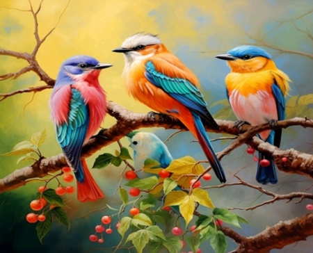 Diamentowa Mozaika Ptaki na gałęzi NO-2000158