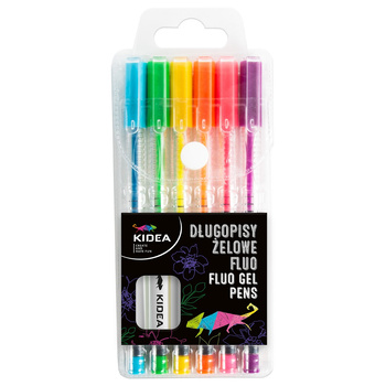 Długopisy żelowe fluo Kidea 6 kolorów