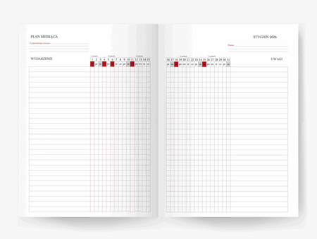 Kalendarz 2026 Jazz B5 tygodniowy różowy