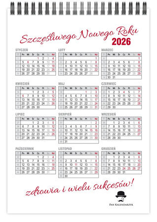 Kalendarz 2026 biurkowy pionowy tygodniowy na spirali KB MINI 1szt.mix