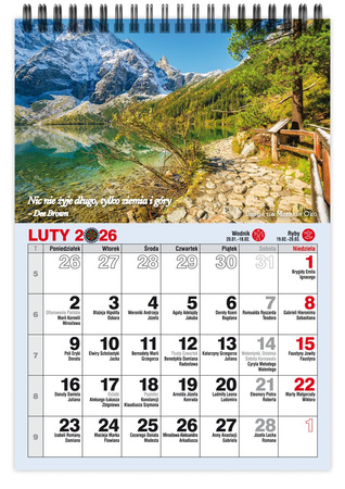 Kalendarz 2026 biurkowy pionowy miesięczny na spirali KBA5-MZ