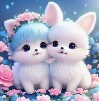 Diamentowa Mozaika Pieski urocza biała parka NO-2001925