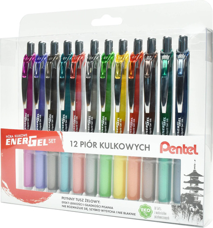 Zestaw piór EnerGel BL77 w etui 12 kolorów