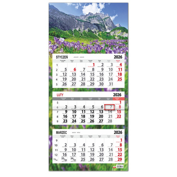 Kalendarz 2026 trójdzielny SB12-4 Krokusy