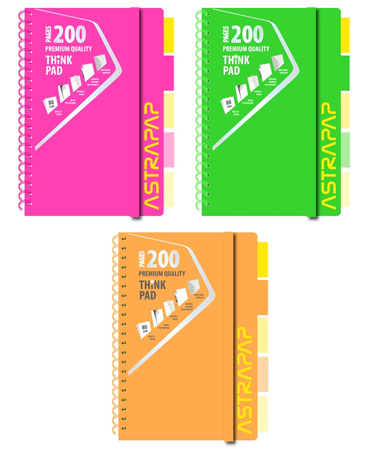 Kołozeszyt A4 PP Neon Line 200k. kratka 1szt.mix