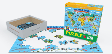 Puzzle 100 Smartkids Illustrated Map of the World 6100-5554