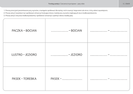 Trening pamięci ćwiczenia trzyetapowe pary słów