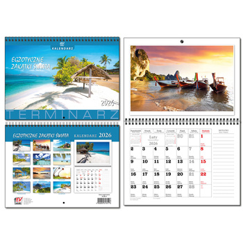 Kalendarz 2026 A3 Terminarz 13 planszowy Egzotyczne Zakątki Świata