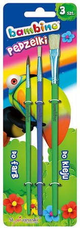 Pędzelki do farb i kleju Bambino 3 sztuki