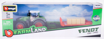 BBURAGO MODEL TRACTOR WITH TRAILER FENDT 1050 WITH BALE 10CM