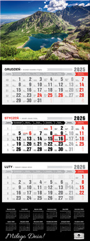 Kalendarz 2026 trójdzielny premium z wypukłą główką Czarny staw KT2 V94
