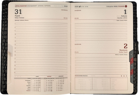 Kalendarz 2026 A5 dzienny z zapięciem pik stalowy