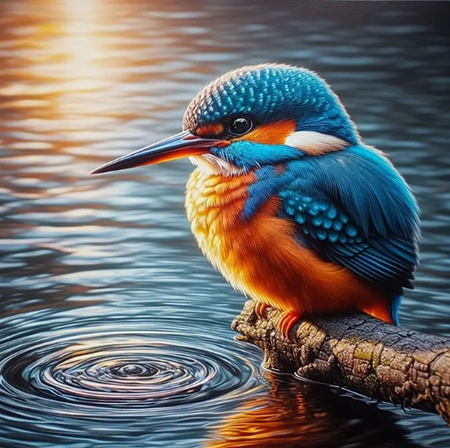 Diamentowa Mozaika Zimorodek na gałęzi NO-2002008