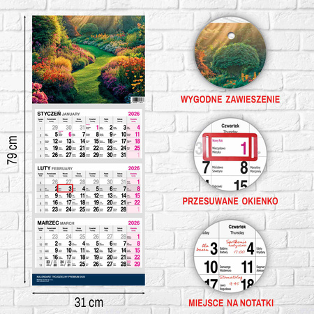 Kalendarz 2026 trójdzielny Premium Ogród