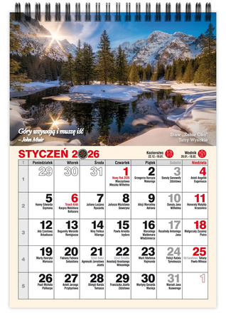 Kalendarz 2026 biurkowy pionowy miesięczny na spirali KBA5-MZ