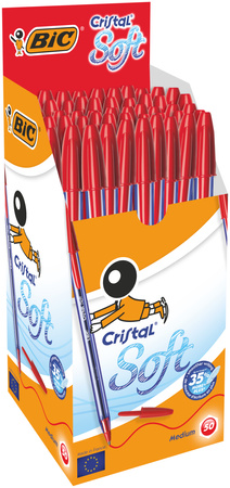 Paczka Długopis czerwony BIC Cristal Soft pudełko 50szt