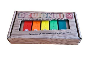 Dzwonki 5-tonowe kolorowe na drewnianej ramce