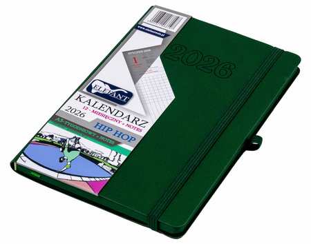 Kalendarz 2026 12 m-cy. Hip hop A5 tygodniowy zielony