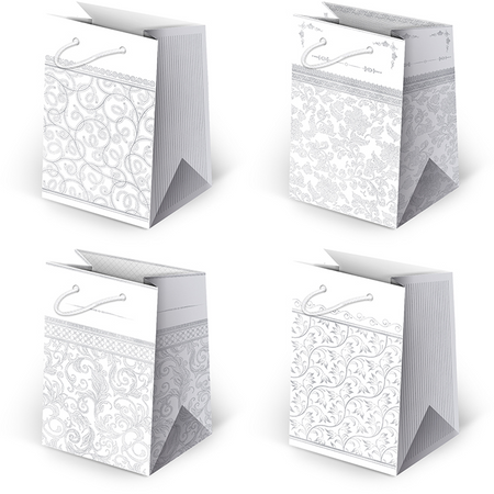 Torebki ozdobne T5-18 Białe grafika 10 sztuk