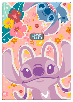 Notatnik z zegarkiem LCD Stitch LAS4202