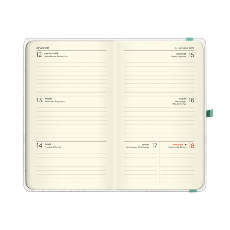 Kalendarz 2026 kieszonkowy tygodniowy czerwone Maki