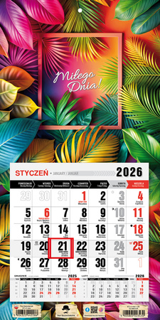 Kalendarz 2026 trójdzielny jednodzielny mini z magnesem Glamour KTJ2 V35