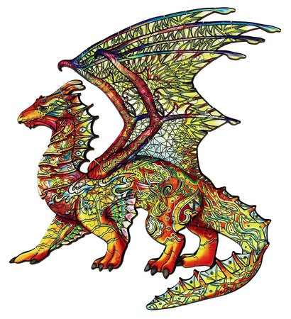 Puzzle 104 drewniane kolorowe Smok