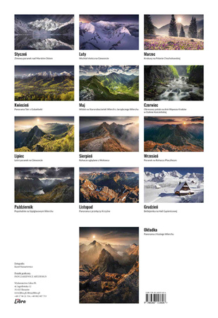 Kalendarz 2026 Tatry wieloplanszowy