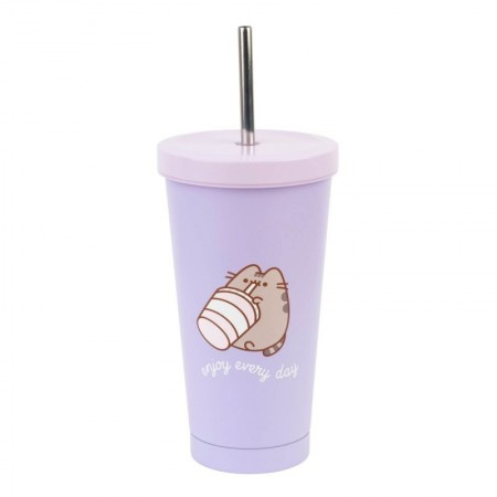 Kubek 500ml Pusheen metalowy z rurką VM03