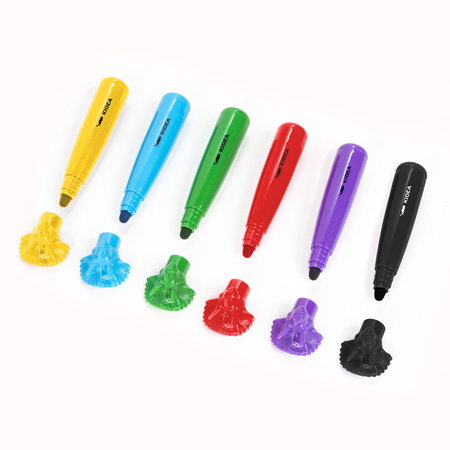 Flamastry Jumbo z figurką Dinozaury Kidea 6 kolorów