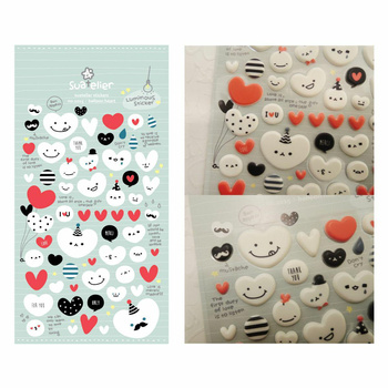 Naklejki ozdobne świecące w ciemności wypukłe Serca