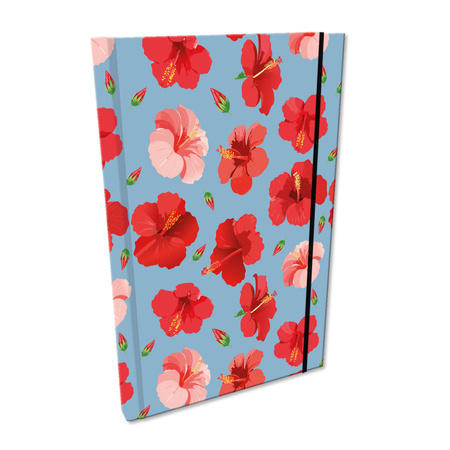 Notes A5 kratka z gumką Soft Touch Hibiskusy w jeansie