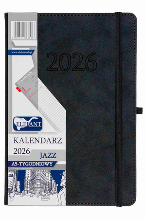 Kalendarz 2026 Jazz A5 tygodniowy grafitowy