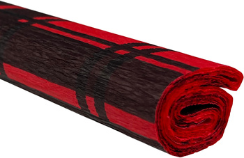 Paczka Bibuła marszczona 50x200 krata czarna na czerwonym 10 rolek