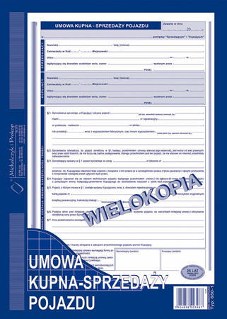 Umowa kupna-sprzedaży pojazdu wielokopia A4